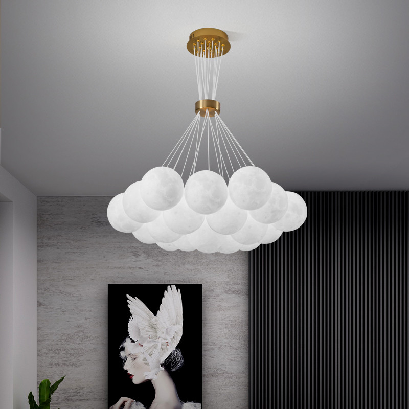 Nordic 3D Printed Moon Lampshade Ceiling Chandelier New LED lustre Moon Hanging lamp(WH-MI-434)