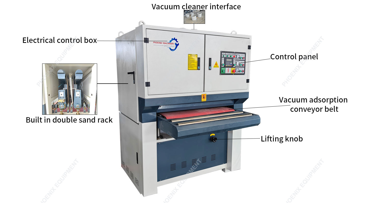 Vacuum Adsorption Sanding Machine R-R1000 6-14m/min for Wood Floor and Cabinet Door