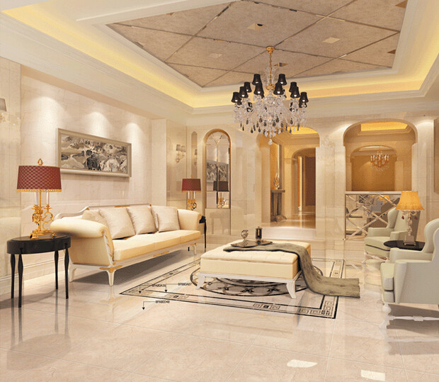 Premium Crema Marfil Polished Marble Tiles Customized Size Home Decoration