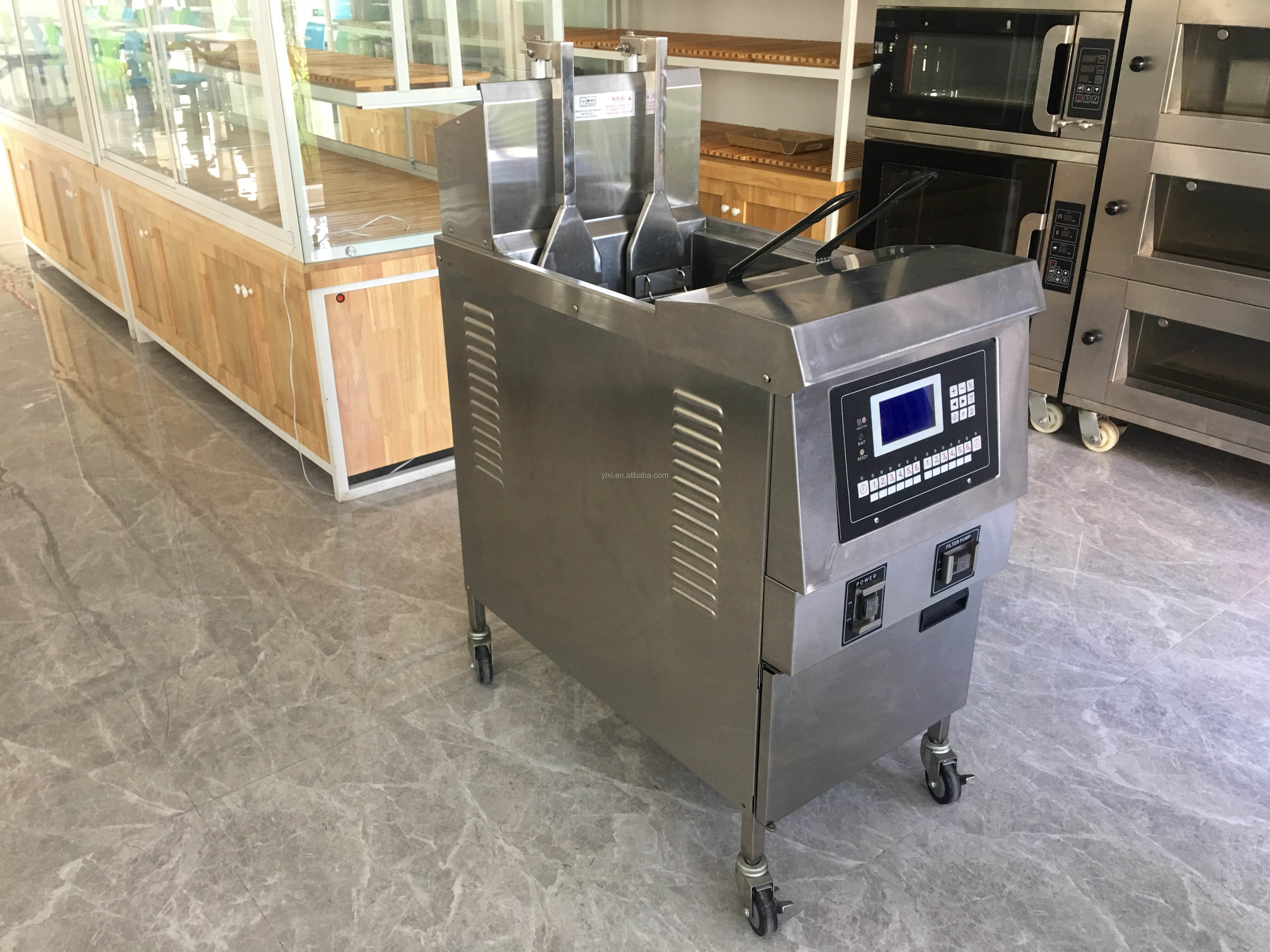 Auto Lift&Down Two Pots Four Baskets With Oil Filtration Electric Heating Chips Open Deep Fryer