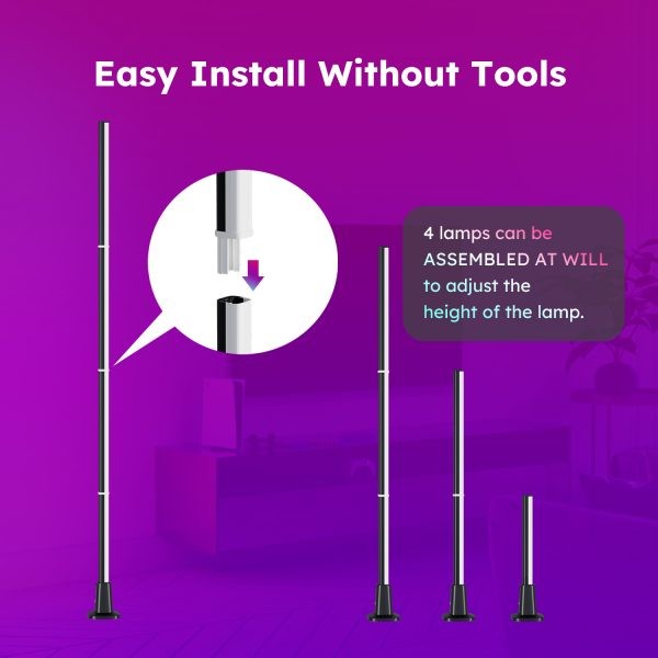 Decorative Floor Lamp Ambient Light RGB Dimmable For Home Corner 1.5M Height