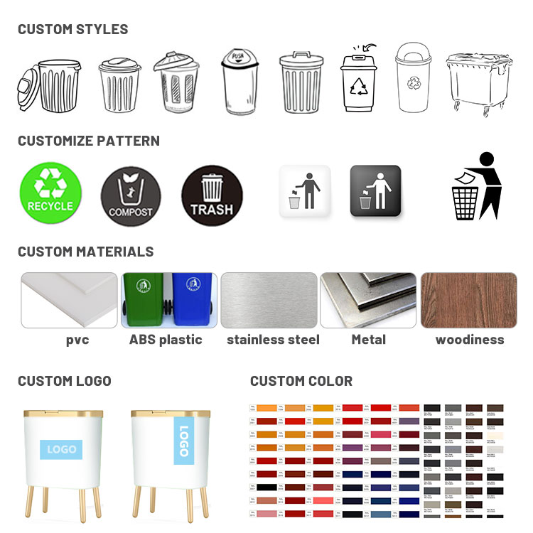 Four Legged Plastic Kitchen Trash Bins White Plastic Trash Can With Lid