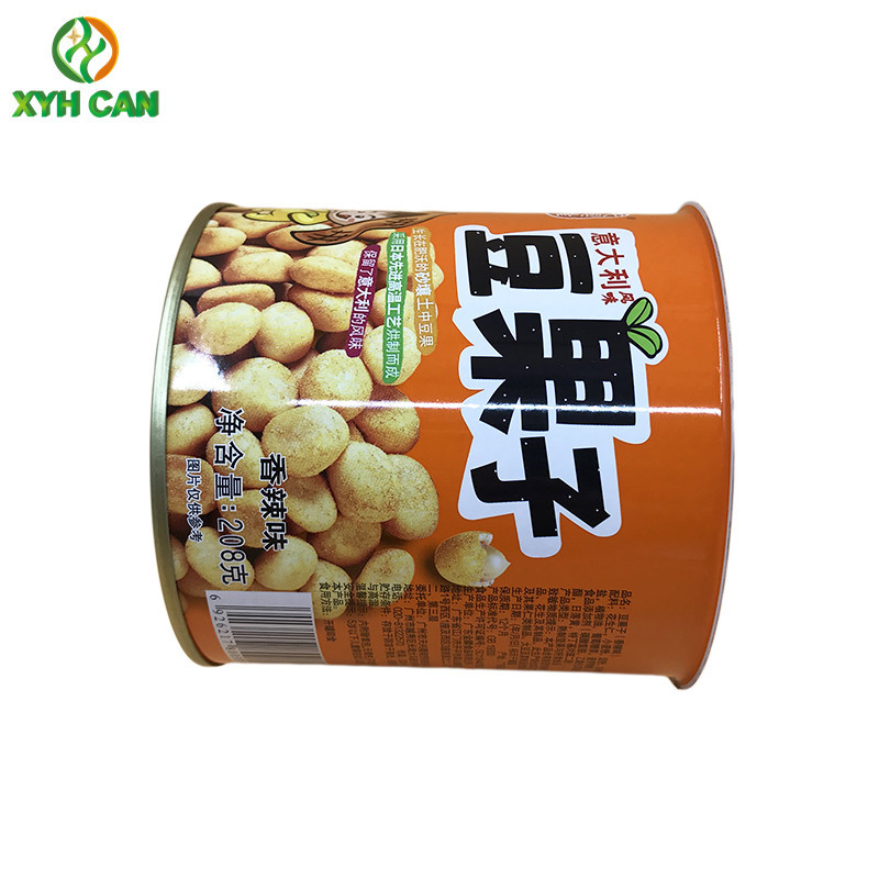 Custom Tin Cans for Snack Food Grade 99mm Diameter with Plastic Cover