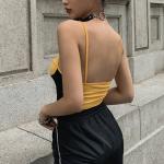 Letter Printing Ladies Camisole Tank Tops Contrast Color Stitching