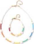 5-6mm Freshwater Pearl Bracelet , rainbow colored Enamel Bead Bracelet