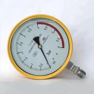 China SUS304 Precision Pressure Gauge 150mm Yellow Test Manometer 6 Bar Pressure Gauge wholesale