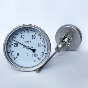 China All Stainless Steel 0-100C Stem Bimetal Dial Thermometer 100mm Tanks wholesale