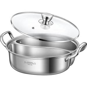 China Hot Sale 28cm Induction Cooking Pot Cookware 304 Stainless Steel Hot Pot Soup Pot With Glass Lid wholesale