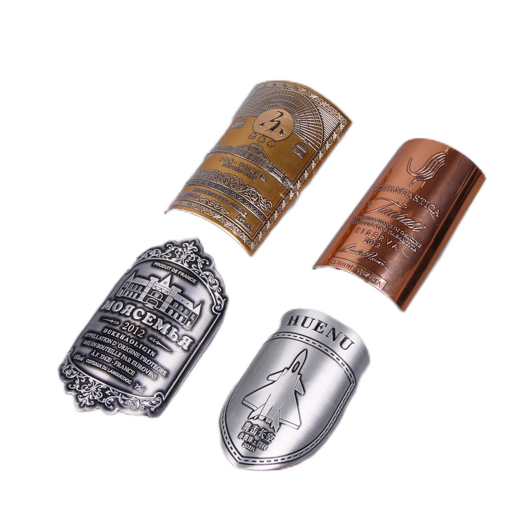 3D Aluminum Embossed Logo Perfume Bottle Metal Craft Metal Wine Label Stickers for Wine
