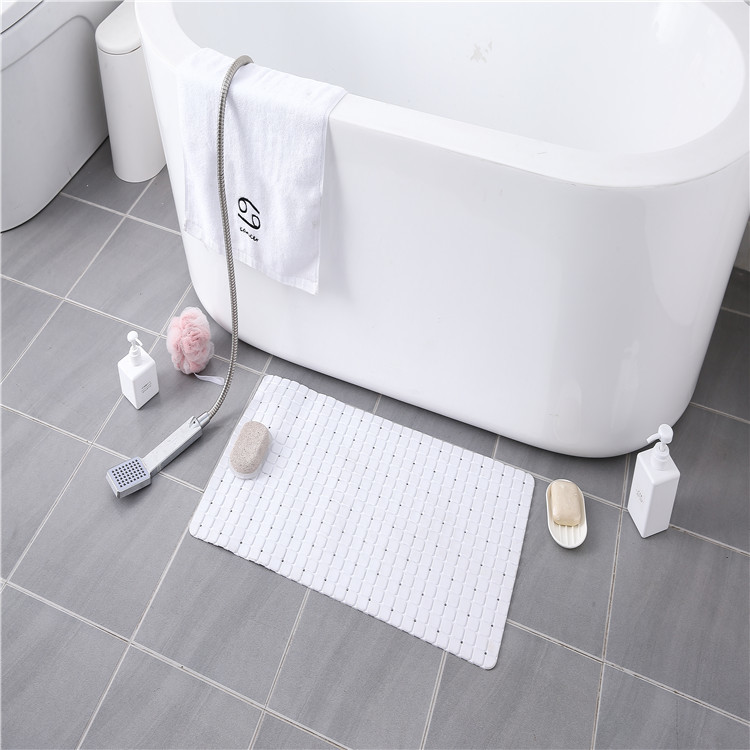 Non-Slip Bathroom Shower Tub Mat Eco-Friendly PVC Color White Bath Rugs