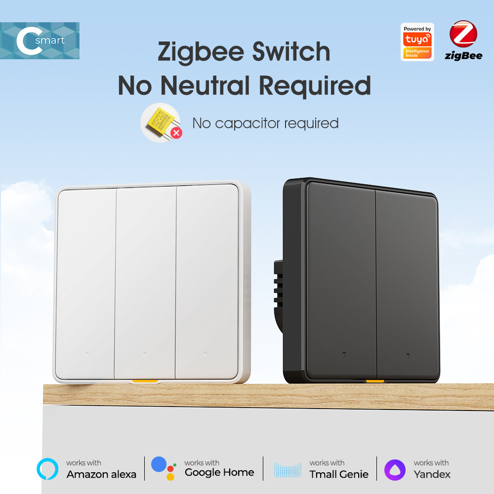 Zigbee Smart Switch no capacitor required With Timing Voice App Alexa Google Home No Neutral Tuya Wall Light Button Switch