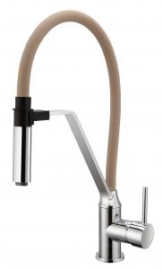China CONNE Pull Out Kitchen Mixer Faucet Desk Mounted Magnetic Light Brown Tube on sale