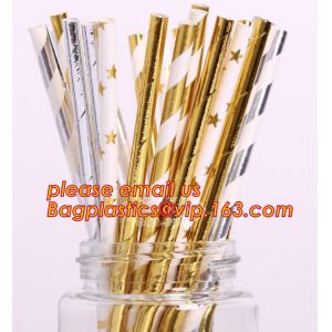 biodegradable gold stamping paper straw,colour disposable wholesale drinking