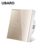EU UK Standard Touch Dimmer Switch 240VAC 3 Gang Black Touch Switch