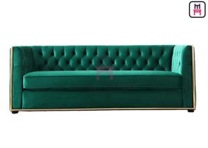 China Vintage Luxury Studded Upholstered Restaurant Booth 3 Seats Arm With Velvet wholesale