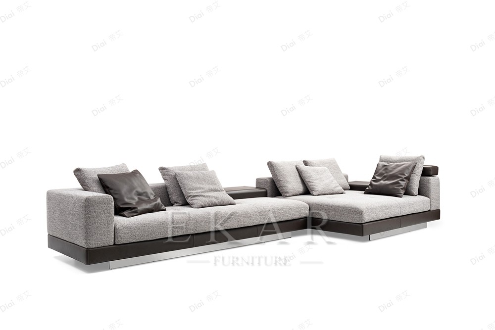 Modern Italian Sectional L Shaped Corner Fabric Couch Living Room Sofa