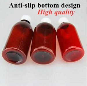 China 100ml 120ml 150ml 200L Customized Empty Plastic Amber Syrup Bottle Oral Liquid Medicine Pet Container Cough syrup bottle wholesale