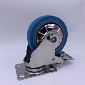 China Heavy Duty Rubber Wheel Swivel Lockable Caster Elastic High Rebound 4 Inch wholesale