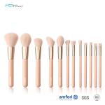 Poly Bag Wooden Handle 12pcs Cosmetic Makeup Brush Set
