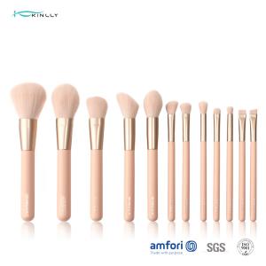 China Poly Bag Wooden Handle 12pcs Cosmetic Makeup Brush Set wholesale