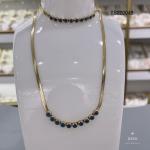 Party Stainless Steel Gold Chain Necklace Blue Opals Snake Bone Chain Necklace