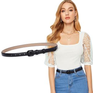 China PU Strap Skinny Black Belt Leather 1.8cm Colorful Slim Waist wholesale