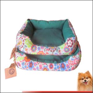 Dog beds online Canvas fabric dog beds with flower printed China manufacturer