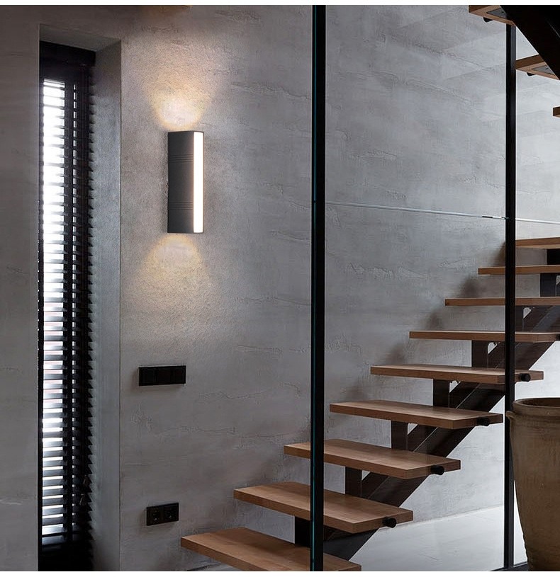 External wall lamps waterproof garden light staircase wall lamp surface three sides luminous wall light