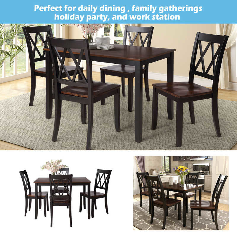 Tomile 5 Piece Wood Dining Table Set Home Kitchen Table And Chairs 50.7 lbs