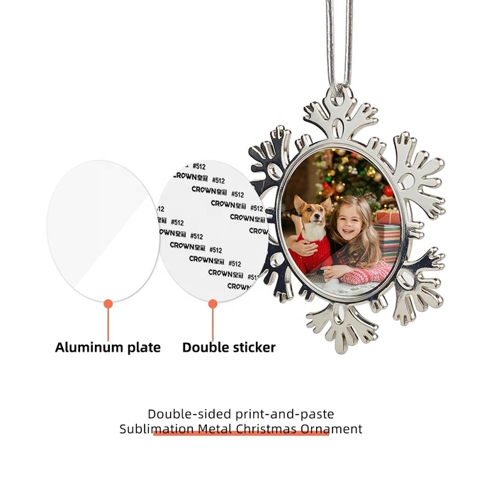 Sublimation Blank Christmas Ornaments Metal Snowflake Christmas Custom Christmas Tree Ornaments
