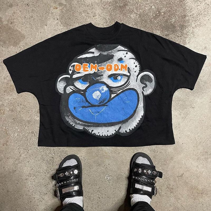 Custom 100-400 gsm 100% Cotton Drop Shoulder Vintage Cropped Boxy Fit T-shirt Men