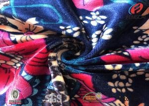 China Flower Printed Elastic Spandex Velvet Fabric , Korea Velvet For Garment wholesale