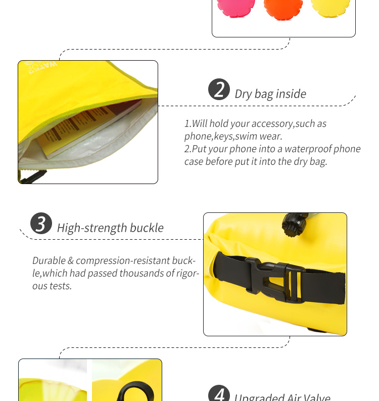 8.5L Open Water Swimming Tow Float Collapsible Waterproof Storage Bag