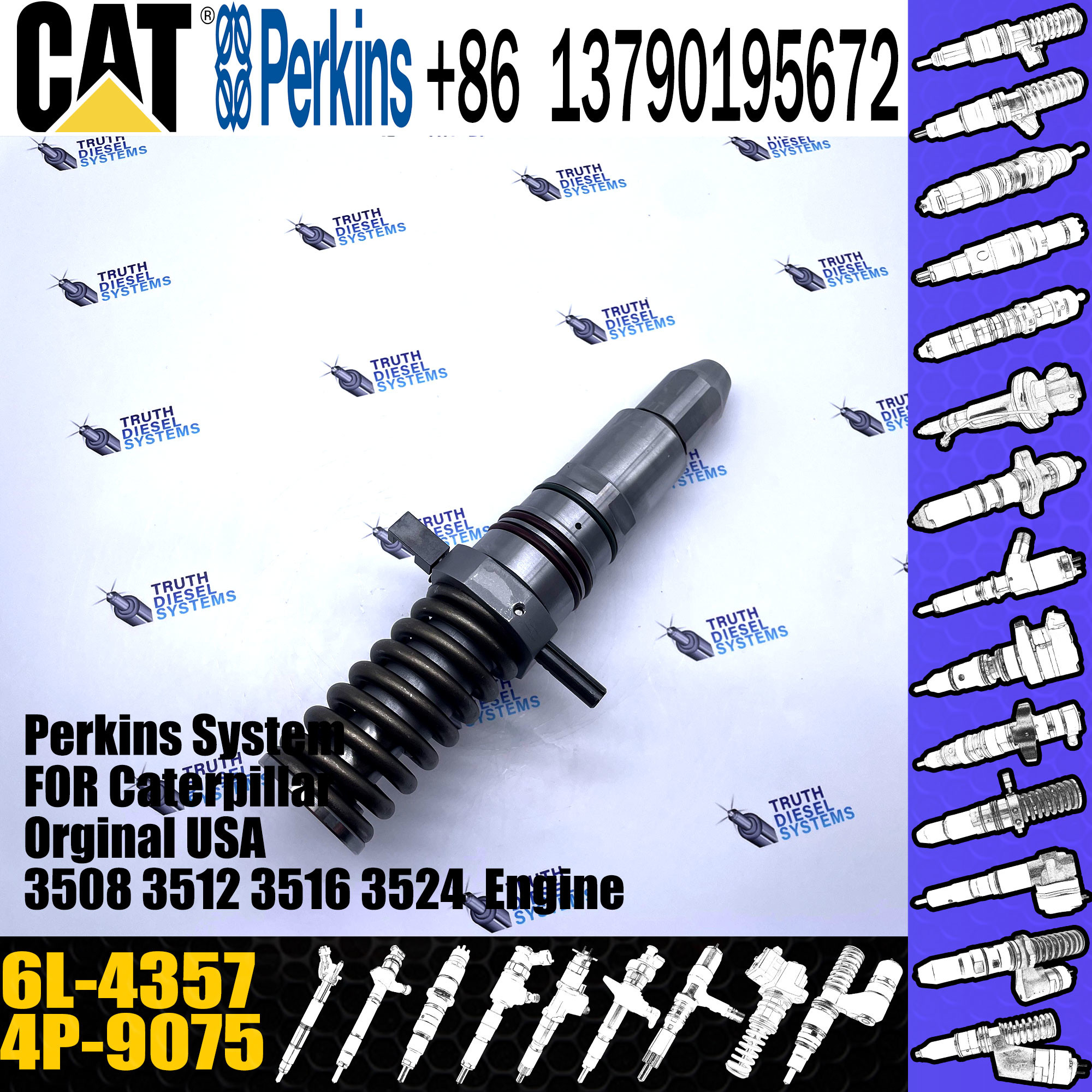 Hot sell brand new 6L4357 6L-4357 common rail diesel fuel injector for Caterpillar 3508 3512 3516 3524 Engine CAT inject