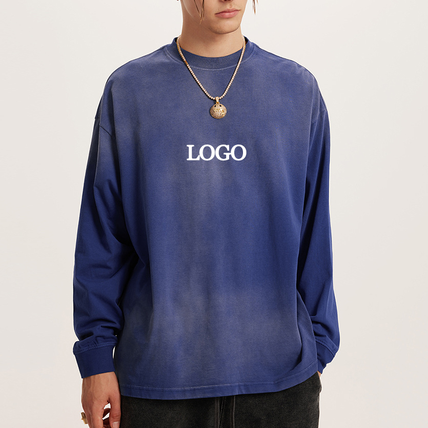 Oversized Fitted Custom Cotton Black Long Sleeve Shirt Crop Top T Shirt For Y2k Style Mens Women