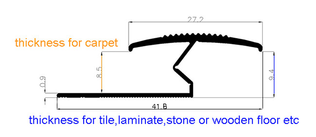 Floor To Carpet Transition Strip Trim Z Section Laminate 0.9mm Thickness