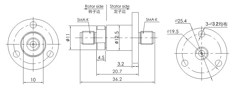 hf0118-12 series HF0118-12 Series Single Channel Rf Rotary Joint Slip Ring slip ring Drawing 