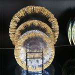 Golden Color Dessert Glass Charger Plates , Decorative Charger Plates For