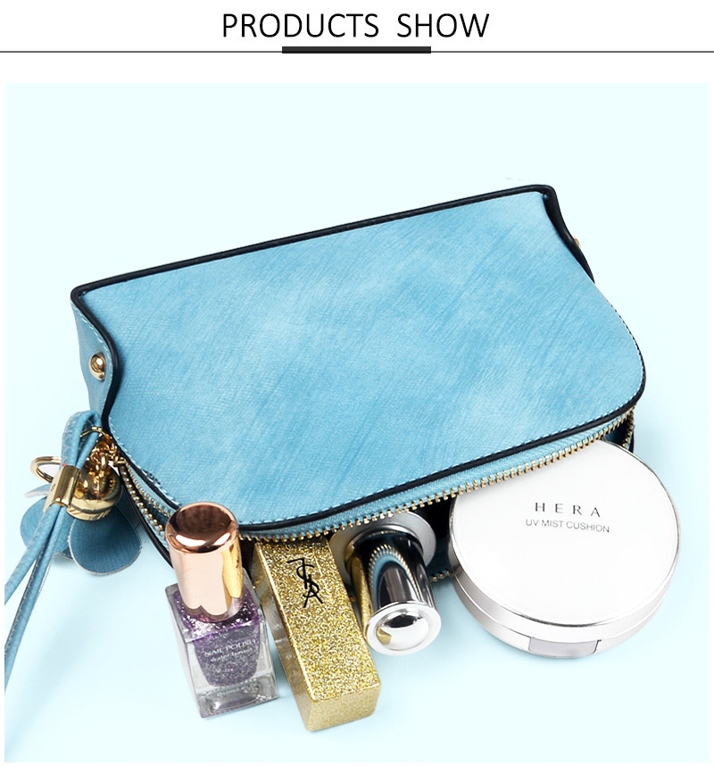 Large Capacity Half Moon Shape Plain PU Make Up Bags With Tassel