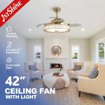 RGB Ceiling Fan With Music Play Folded Blades Dc Motor Gold Body