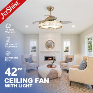 China RGB Ceiling Fan With Music Play Folded Blades Dc Motor Gold Body wholesale