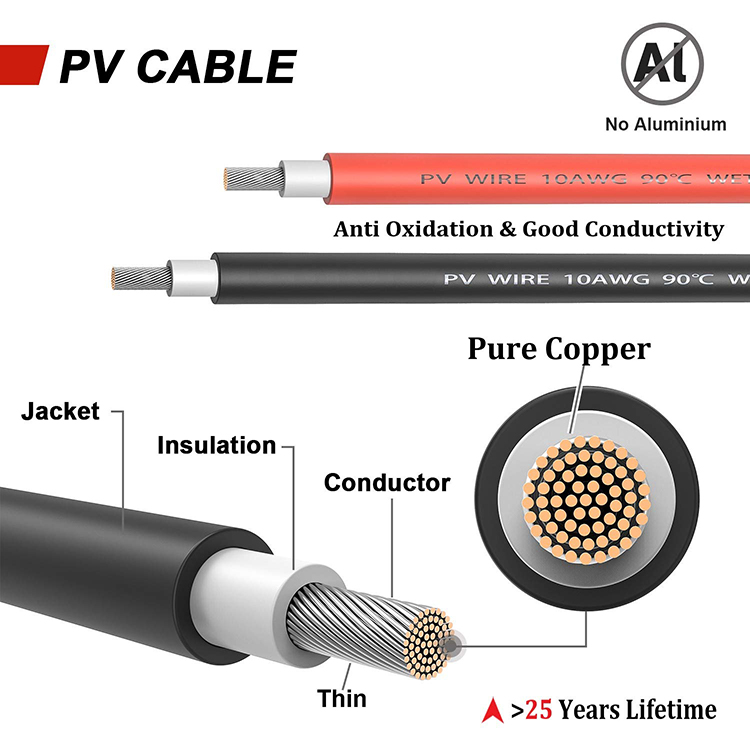 IP68 IEC60502 PV Solar Cable 4mm2 6mm2 Male Female Solar Panel Connector