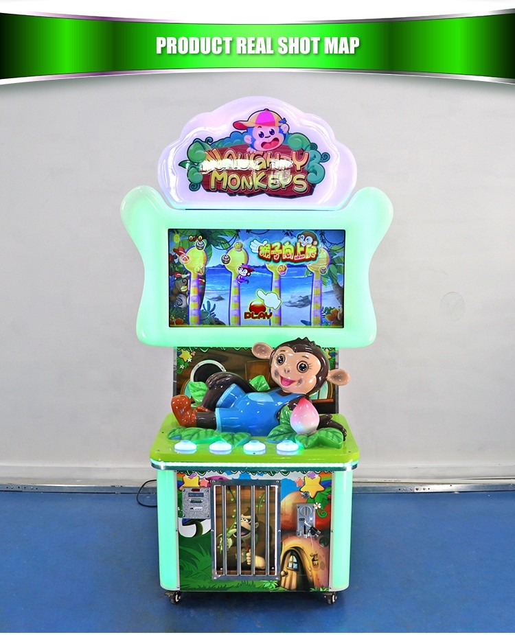 1 Player Redemption Arcade Machines / Funny Naughty Monkeys Ticket Game Machine For Kids