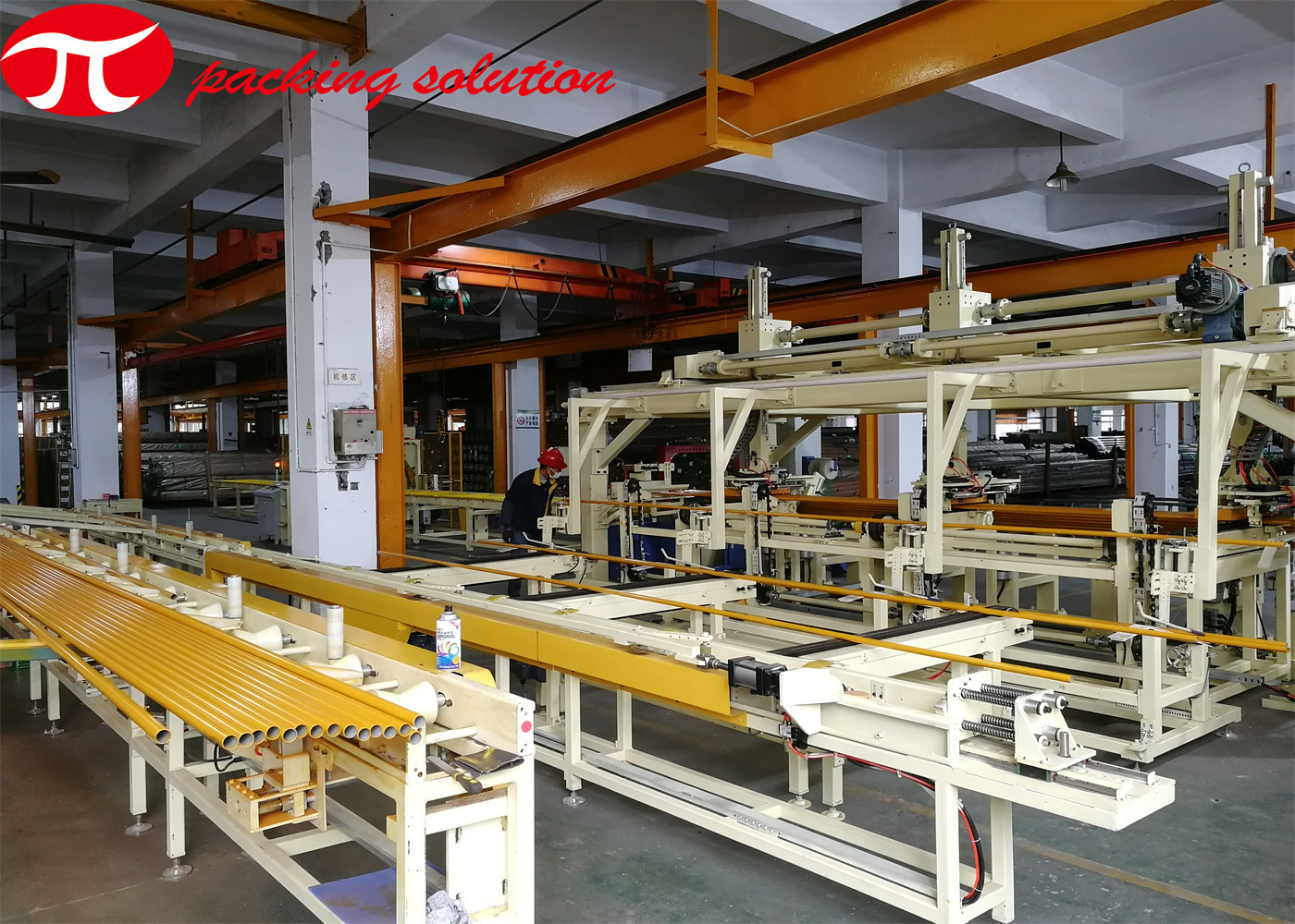 Horizontal Steel Pipe Packing Machine / Orbital Wrapper Machine PLC Control With Feeding Fixing