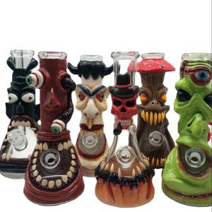 China 8 Inches 3D Hand Painting Monster Smoking Water Pipes Glass DAB Rigs wholesale