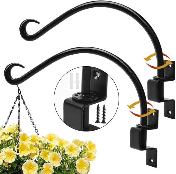 Silver Hardware Included 12 Inches Swivel Plant Hangers Outdoor 2 Pack Black