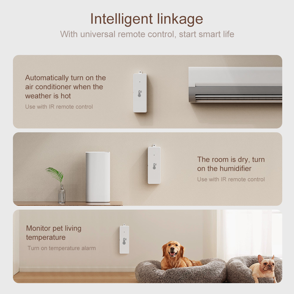 Tuya ZigBee3.0 Smart Temperature and Humidity Sensor, Battery Powered, Mini Indoor Hygrometer, Work with Alexa, Google Home