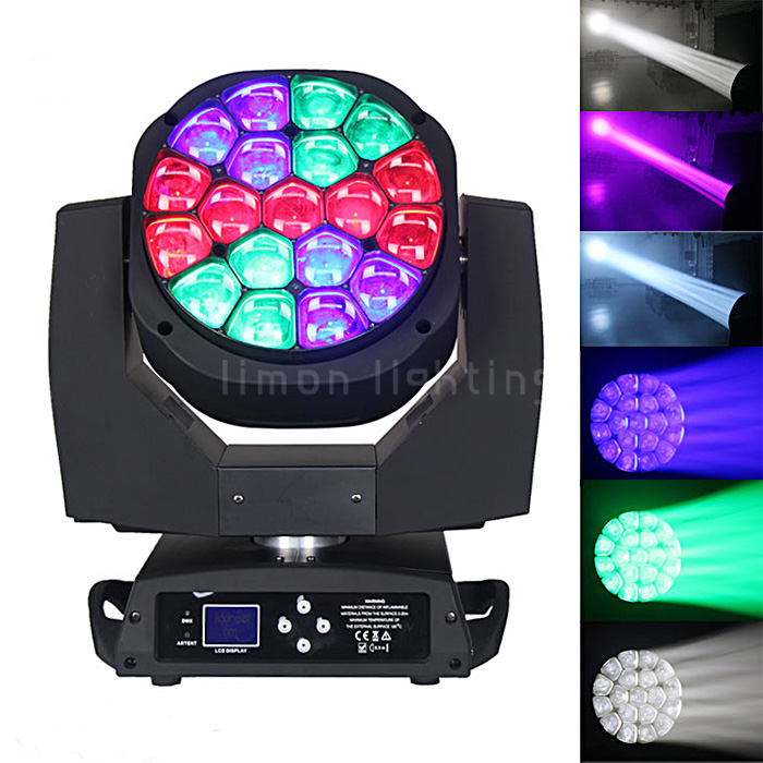 19x15w RGBW 4in1 Big Bee Eyes k10 LED Moving Head Beam Wash Zoom Fixtures