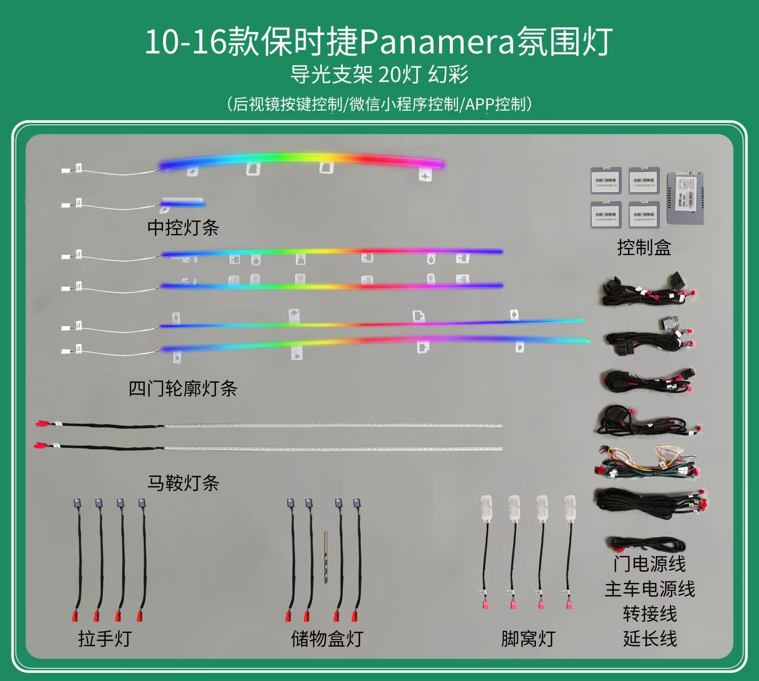 Ambient lights LED Rainbow symphony dynamic Mould model for Porsche Panamera (2010-2016)
