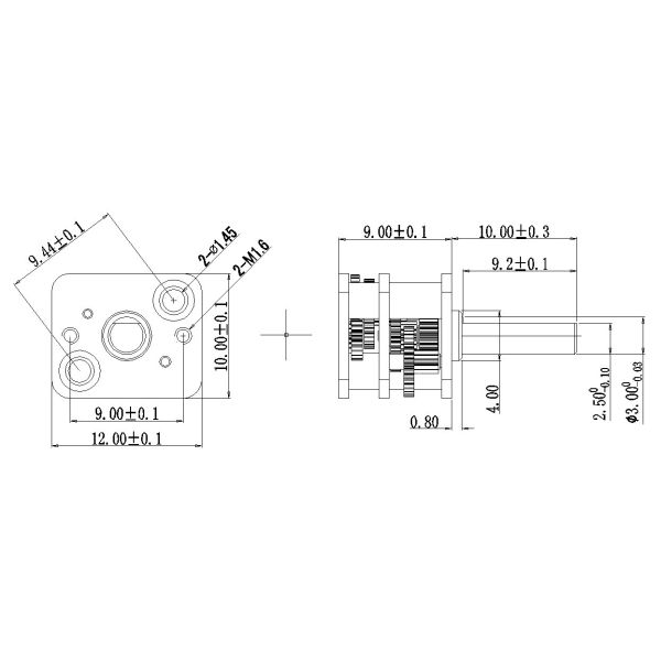 12GB Micro Gearbox 10mm Micro Gear Motor Square Metal High Efficiency Rusrproof